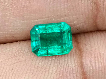 1.95ct Zambian Emerald, Medium Bright Green Octagon Cut Certified Natural Loose Gemstone