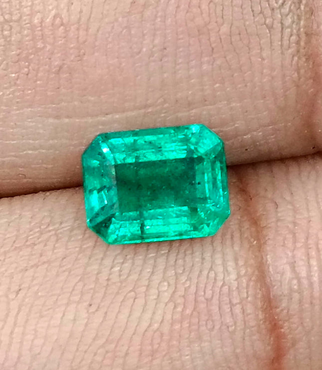 1.95ct Zambian Emerald, Medium Bright Green Octagon Cut Certified Natural Loose Gemstone