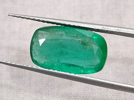 Natural Emerald 3.98ct GSI Certified Deep Green Cushion Cut Loose Gemstone
