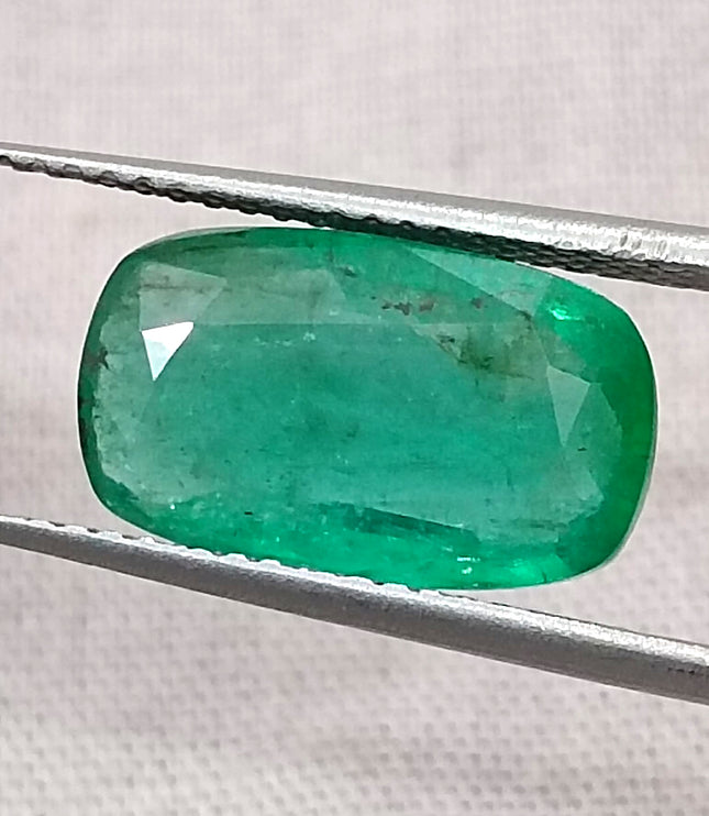 Natural Zambian Emerald 3.99ct Deep Green Cushion Cut Loose Gemstone