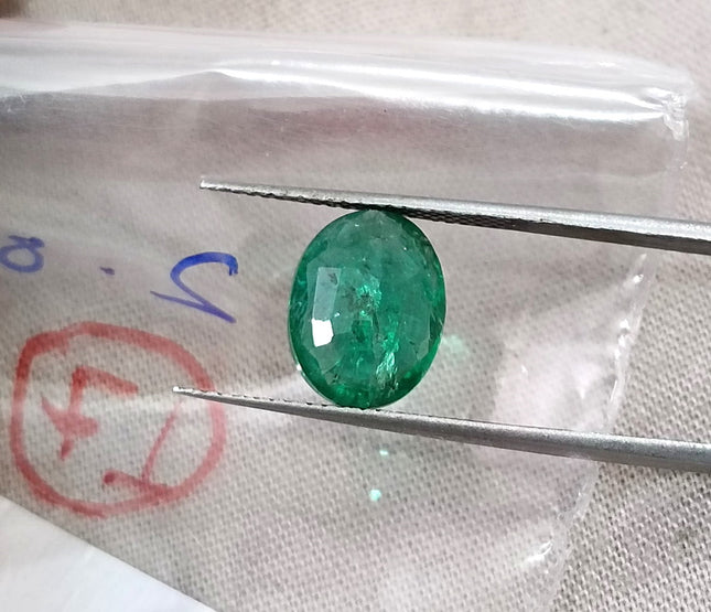 2.81ct Natural Emerald SGL Certified Zambian Deep Pure Green Oval Cut Gemstone