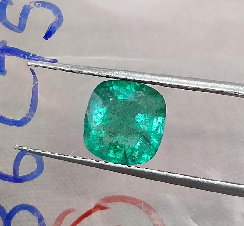 Natural Emerald 1.36ct Medium Neon Green SGL Certified Zambian Cushion cut Minor Oiled Gemstone