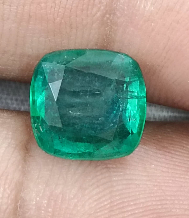Zambian Emerald 5.87ct Natural Deep Green Cushion Cut Loose Gemstone