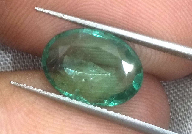 2.74ct GSI USA Certified Water Green Zambian Emerald Minor Oiled Loose Gemstone