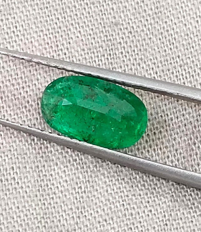 1.25ct Natural Emerald Vivid Deep Green Zambian Oval Cut Loose Gemstone
