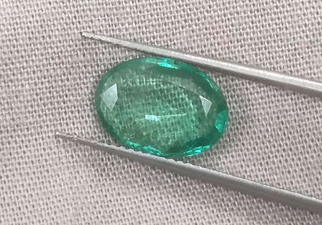 2.74ct GSI USA Certified Water Green Zambian Emerald Minor Oiled Loose Gemstone