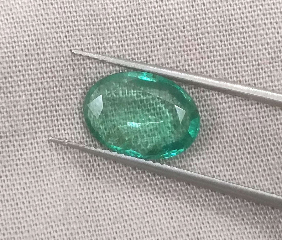 2.74ct Certified Natural Zambian Emerald Medium Light Water Green Stone