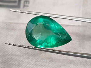 Zambian Emerald 4.83ct Natural Certified Medium Deep Forest Green Pear Cut Loose Gemstone