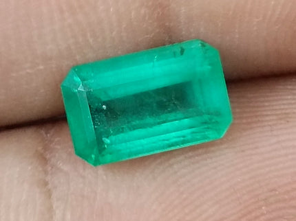 Zambian Emerald 2.54ct Certified Medium Green Emerald Cut Loose Gemstone