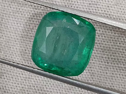 Zambian Emerald 5.87ct Natural Deep Green Cushion Cut Loose Gemstone