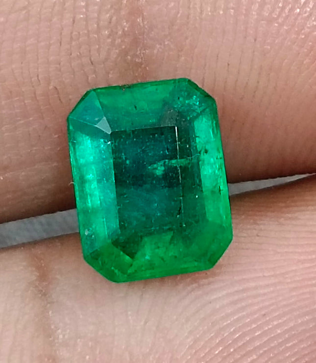 Zambian Emerald 2.40ct Alpine Green Certified Natural Octagon Cut Loose Gemstone