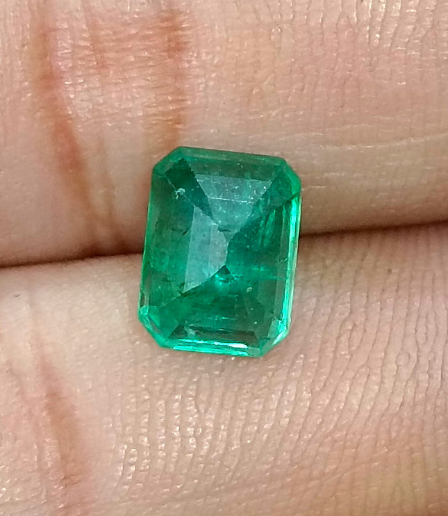 2.85ct Zambian Emerald, Certified Natural Medium Deep Green Octagon Cut Gemstone
