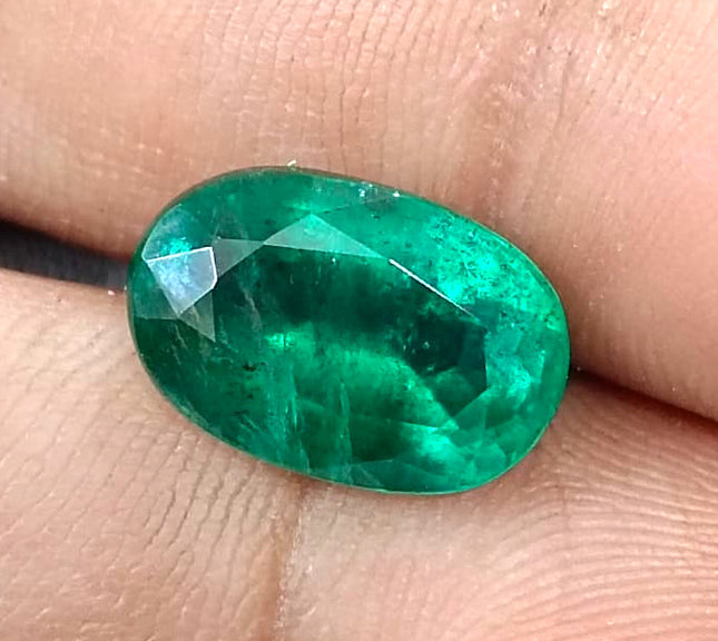 Natural Emerald 5.67ct Deep Green Zambian Origin Oval Cut Minor Oiled Loose Gemstone