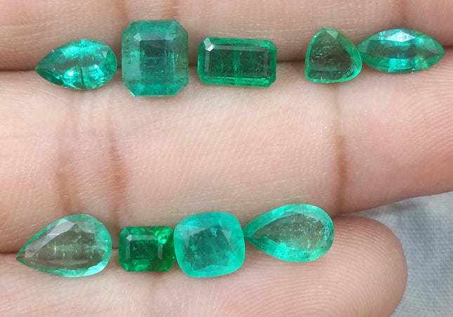 9.00ct Natural Zambian Emerald Parcel Minor Oiled Loose Gemstones