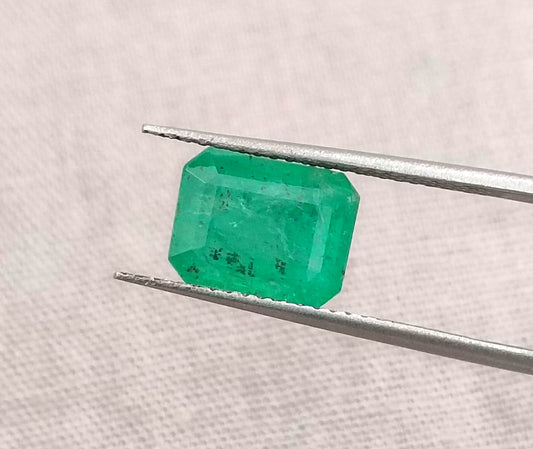 3.08ct Emerald Cut Zambian Emerald, 100% Natural Earth Mined Gemstone