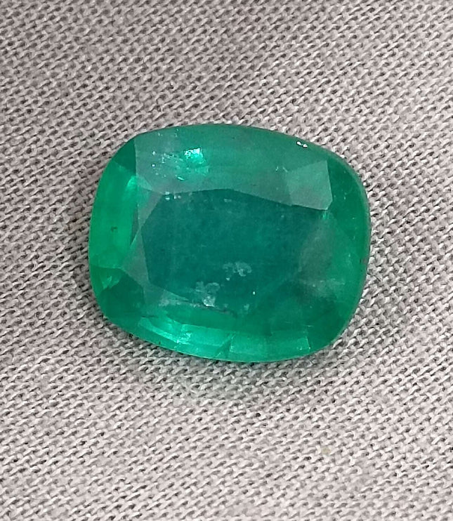 Natural Zambian Emerald 6.28ct Big Size Cushion Cut Medium Deep Green Loose Gemstone