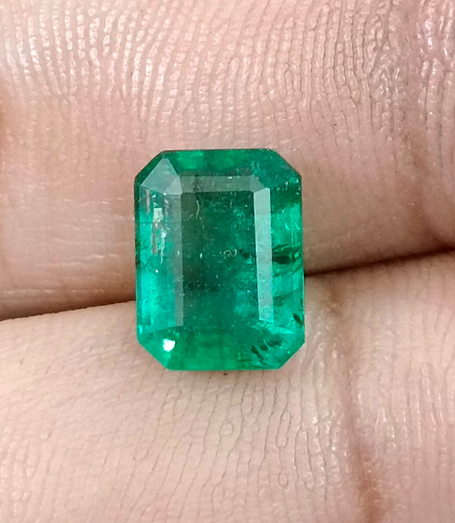 Zambian Emerald 3.32ct Medium Deep Green Certified Octagon Cut Natural Gemstone