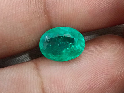 3.13ct Bright Sea Green Natural Emerald Zambia Minor Oiled Oval Cut SGL Certified Gemstone