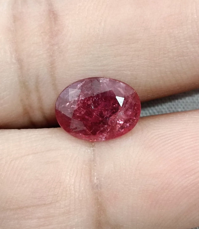 3.22ct Untreated Mozambique Ruby Natural SGL Certified Wine Red Oval Cut Gemstone