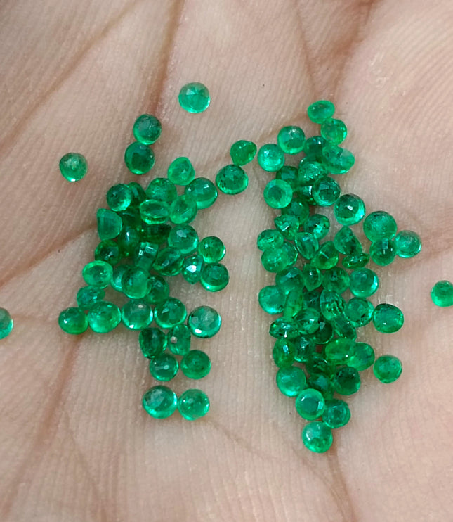 3.05ct Calibrated Natural Emerald Lot mm size Panjshir Round Cut Loose Gemstones