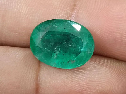 Zambian Emerald 10.21ct Certified Grass Green Natural Oval Cut Loose Stone