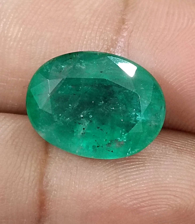 Zambian Emerald 10.21ct Certified Grass Green Natural Oval Cut Loose Stone