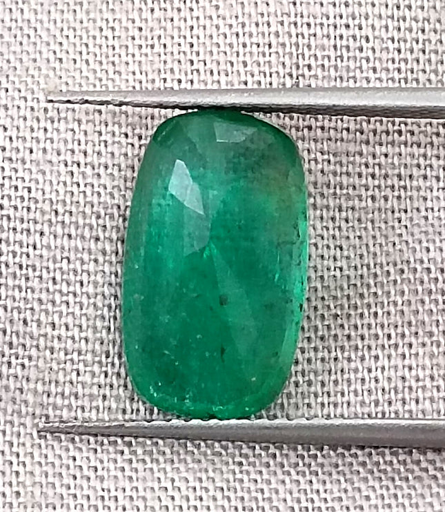 Natural Zambian Emerald 3.99ct Deep Green Cushion Cut Loose Gemstone