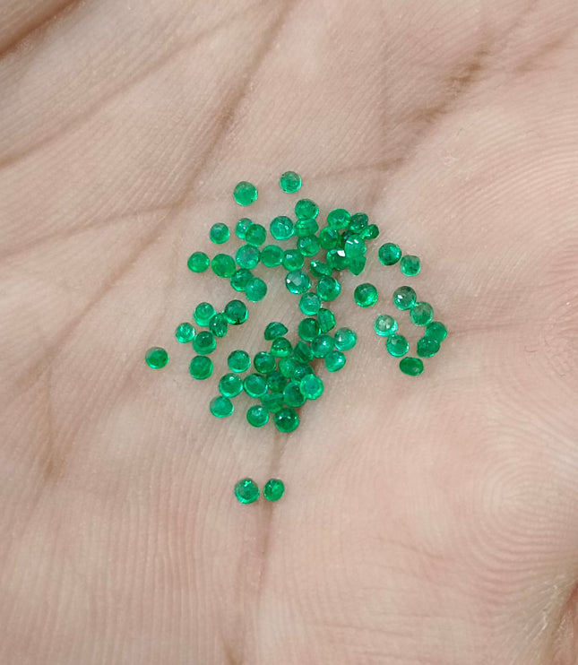 1.32ct Calibrated Panjshir Emerald Lot mm sizes Bright Spring Green Round Cut Loose Gemstones