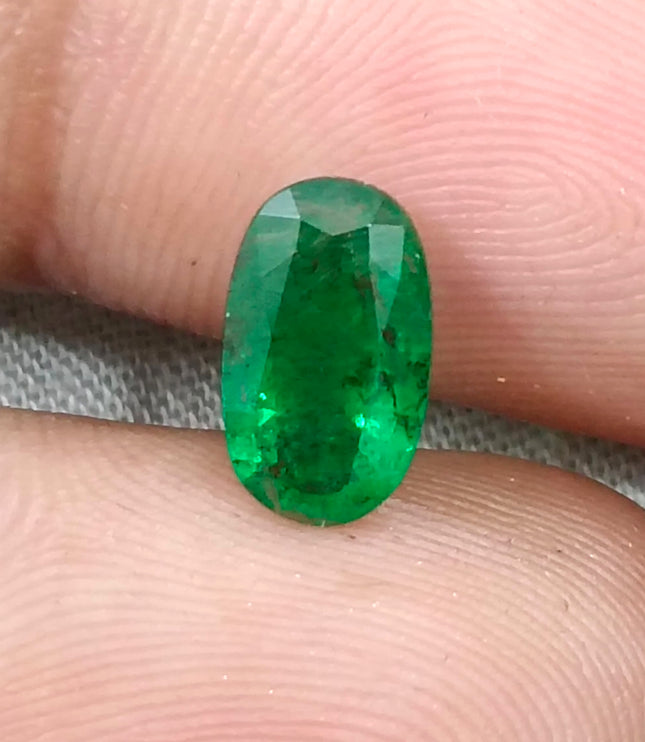 1.25ct Natural Emerald Vivid Deep Green Zambian Oval Cut Loose Gemstone