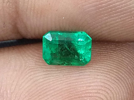 Panjshir Emerald 1.32ct Natural Certified Bright Neon Green Emerald Cut Loose Stone
