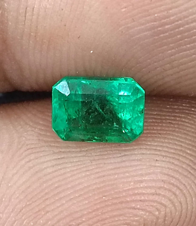 Panjshir Emerald 1.32ct Natural Certified Bright Neon Green Emerald Cut Loose Stone
