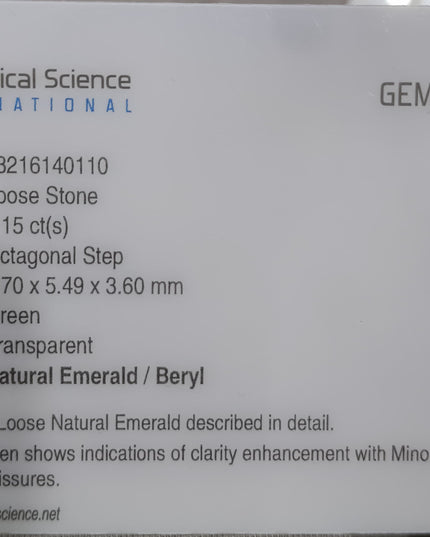 1.15ct Medium Light Green Zambian Emerald Minor Oiled Loose Gemstone