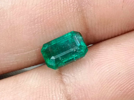 2.00ct Deep Green Zambian Emerald, Certified Natural Octagon Cut Gemstone