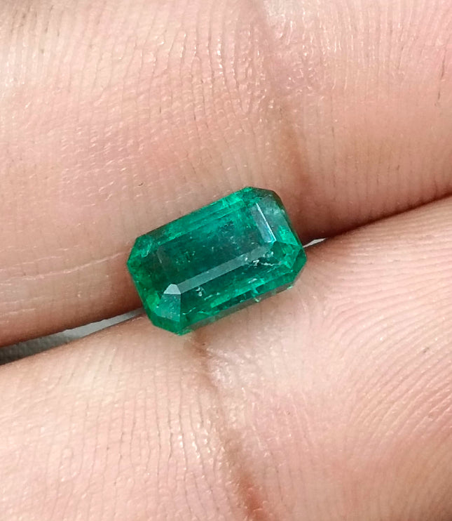 2.00ct Deep Green Zambian Emerald Certified Natural Octagon Cut Gemstone