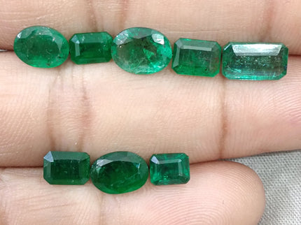 11.01ct Natural Emerald Parcel Zambia Mixed Cut Medium Deep Green Gemstones