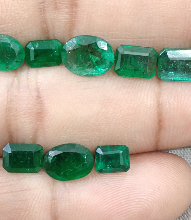 11.01ct Natural Emerald Parcel Zambia Mixed Cut Medium Deep Green Gemstones
