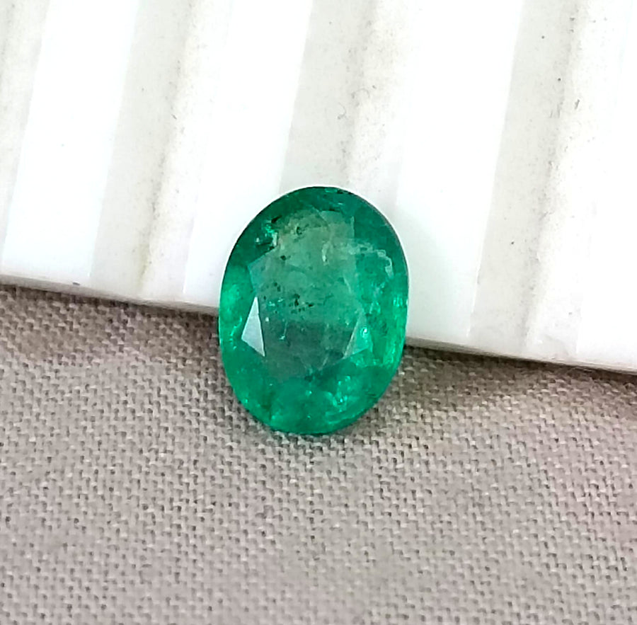1.62ct Zambian Emerald, Certified Medium Green Natural Oval Cut Loose Gemstones