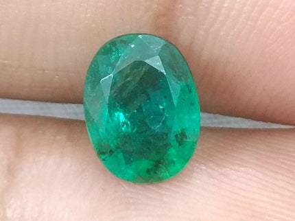 1.76ct Natural Emerald GSI Certified Deep Green Zambian Oval Cut Stone