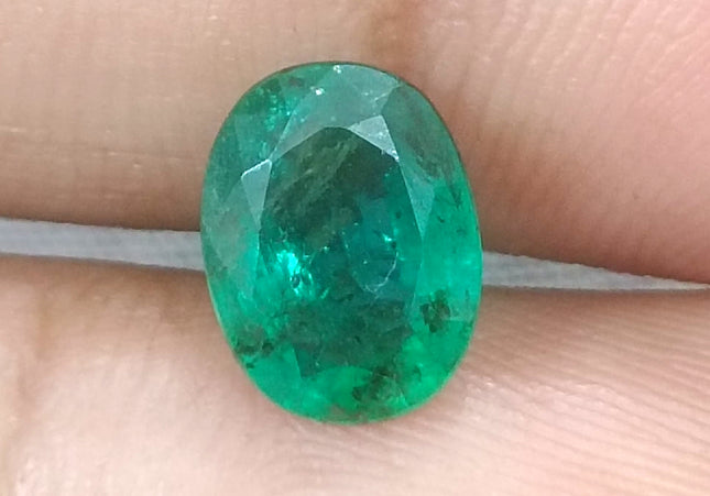 GSI USA Certified 1.76ct Deep Green Zambian Emerald Minor Oiled Loose Gemstone