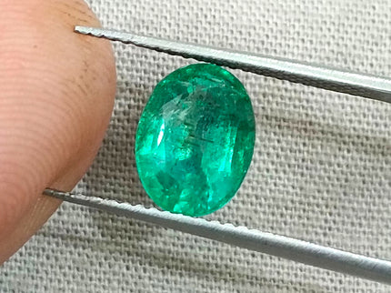 Zambian Emerald 1.92ct Certified Natural Deep Vibrant Green Oval Cut Loose Gemstone