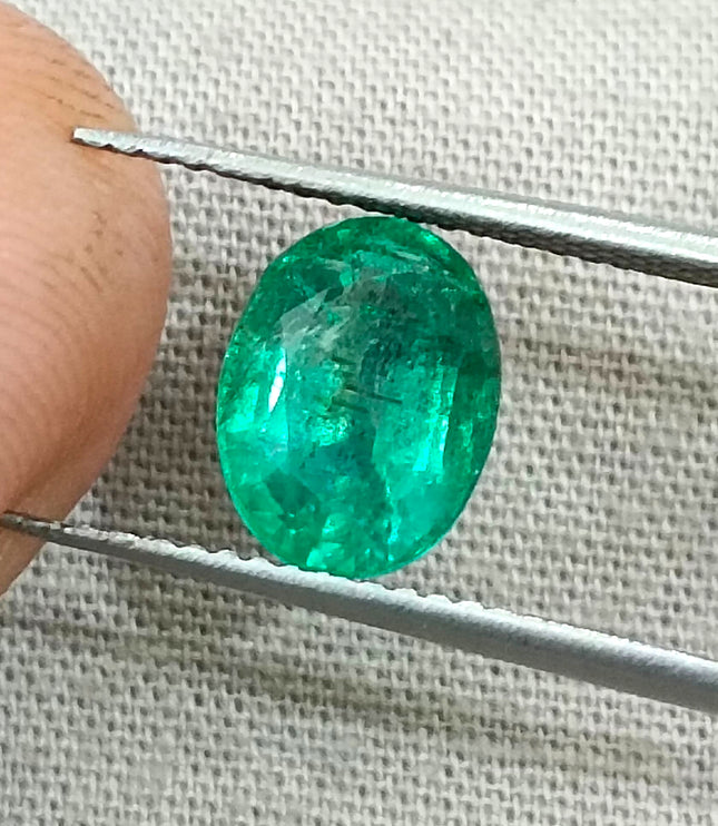 Zambian Emerald 1.92ct Certified Natural Deep Vibrant Green Oval Cut Loose Gemstone
