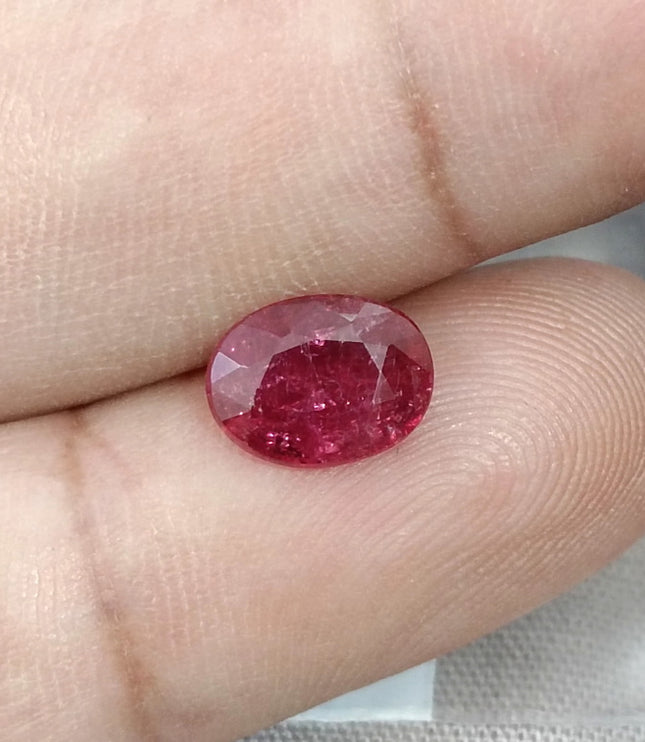 1.68ct Untreated Natural Mozambique Ruby Cherry Red SGL Certified Oval Loose Gemstone