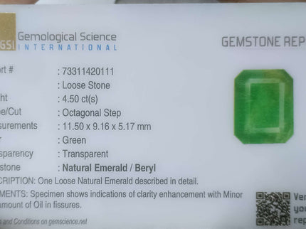 4.50ct Certified Swat Natural Emerald Stone