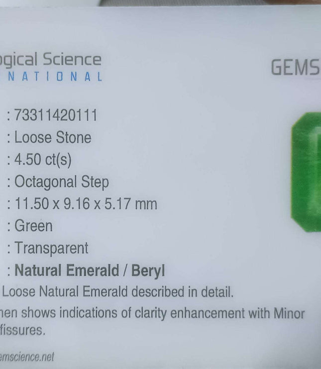 4.50ct Certified Swat Natural Emerald Stone