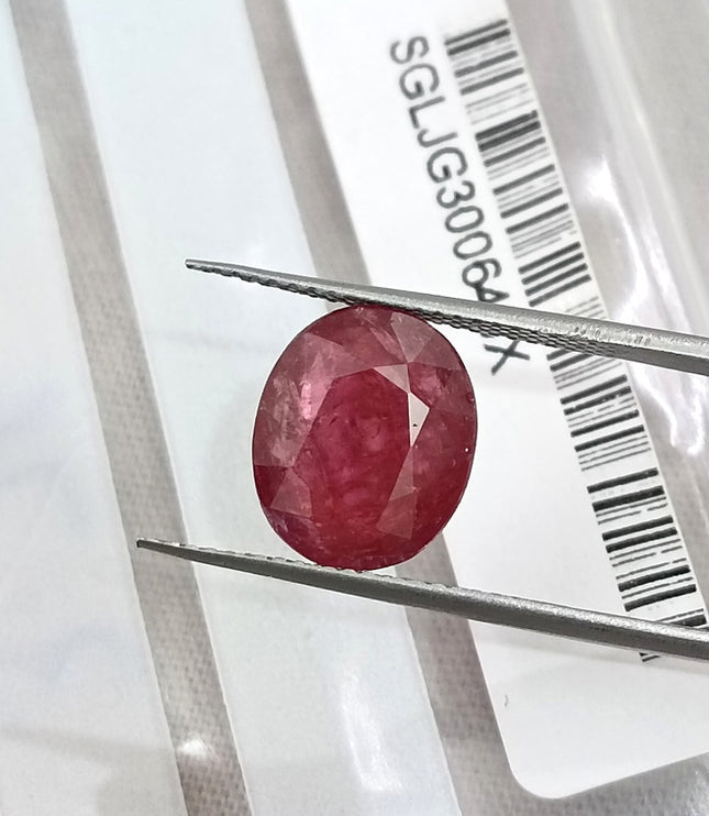 3.76ct Untreated Mozambique Ruby Natural Wine Red SGL Certified Oval Cut Gemstone