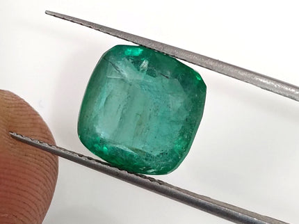 Zambian Emerald 5.87ct Natural Deep Green Cushion Cut Loose Gemstone