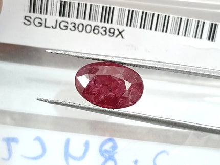 2.84ct Mozambique Ruby Untreated Natural SGL Certified Rasberry Red Stone