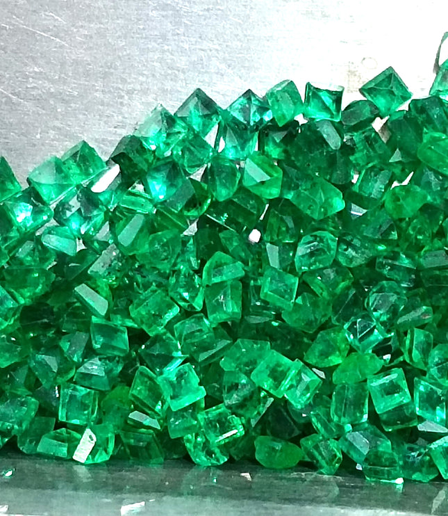 Emerald Lot Calibrated 15.42ct Princess Cut Vivid Medium Deep Green Gemstones