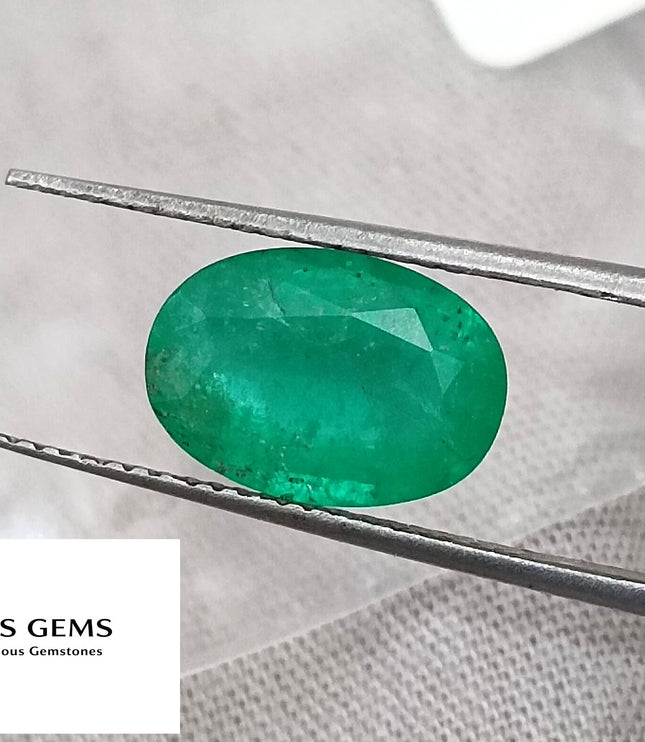 2.48ct Certified Zambian Emerald Natural Medium Deep Velvet Green Oval Cut Loose Gemstone