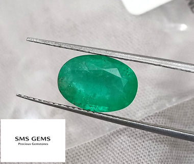 2.48ct Certified Zambian Emerald Natural Medium Deep Velvet Green Oval Cut Loose Gemstone